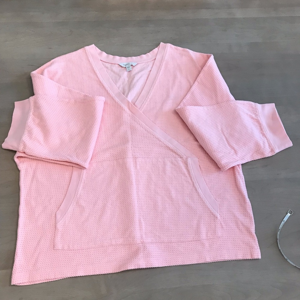 Garnet Hill 2 Pc Pink V-Neck Women's Cotton Pajama Set in XL